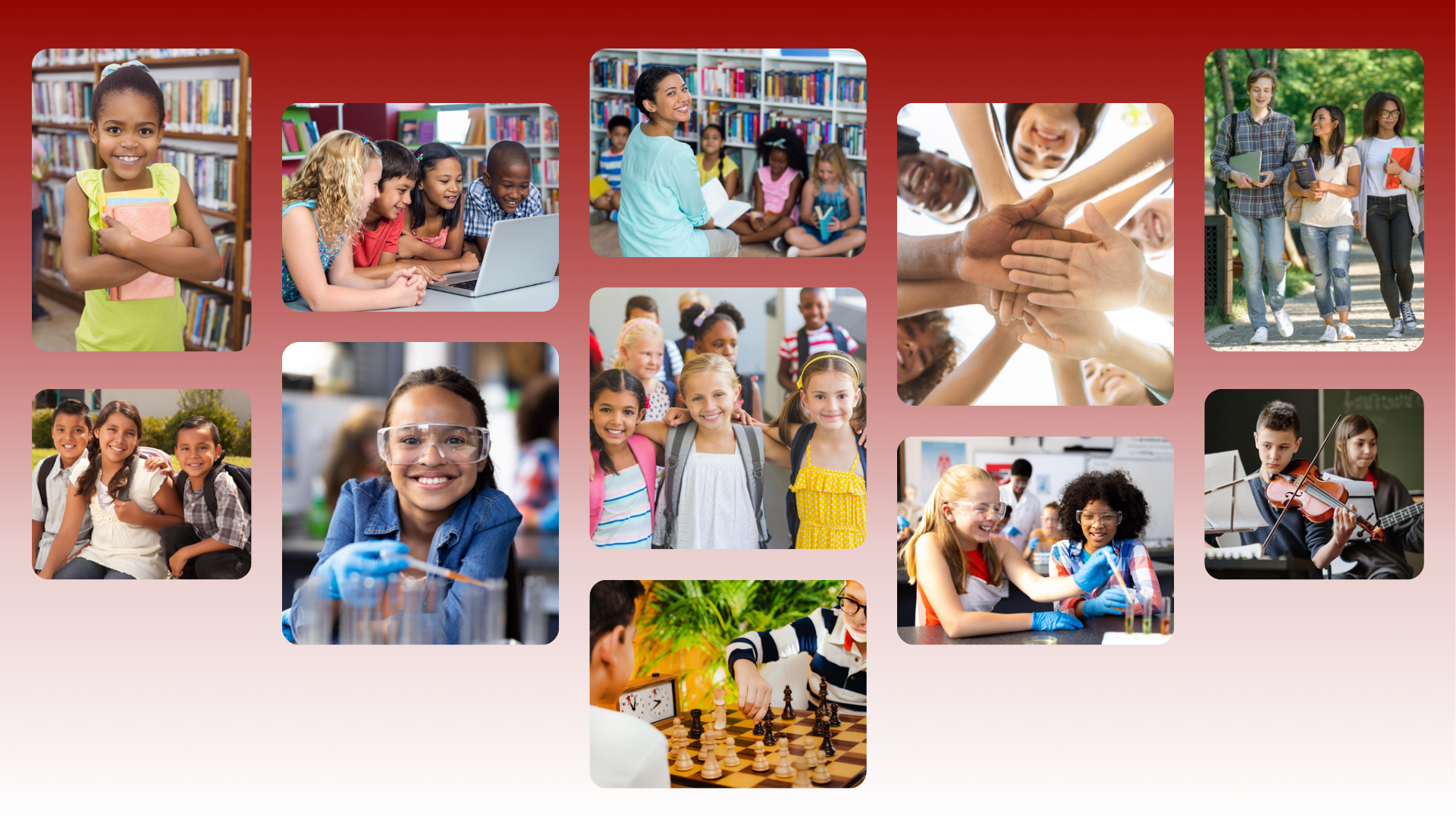 A collage of diverse people in various settings, smiling and interacting.