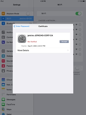 iPhone certificate installation screen