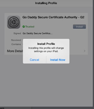 iPhone Go Daddy certificate installation