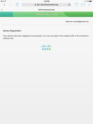 iPhone successful connection confirmation page