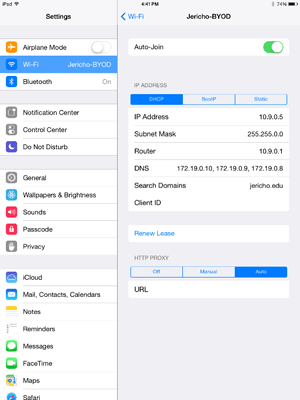 iPhone proxy settings screen