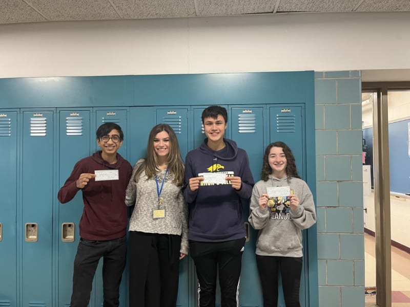 Top Photo (L-R): Vivek Kirpalani (Grade 11); Ms. Samantha Suriani (Teacher of Italian); Joshua Ochalek (Grade 12); Kathryn Weinberger (Grade 12)