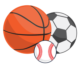 Sports balls - basketball, soccer ball, and baseball