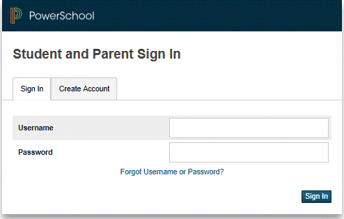 PowerSchool portal sign in interface showing login screen with Sign in button