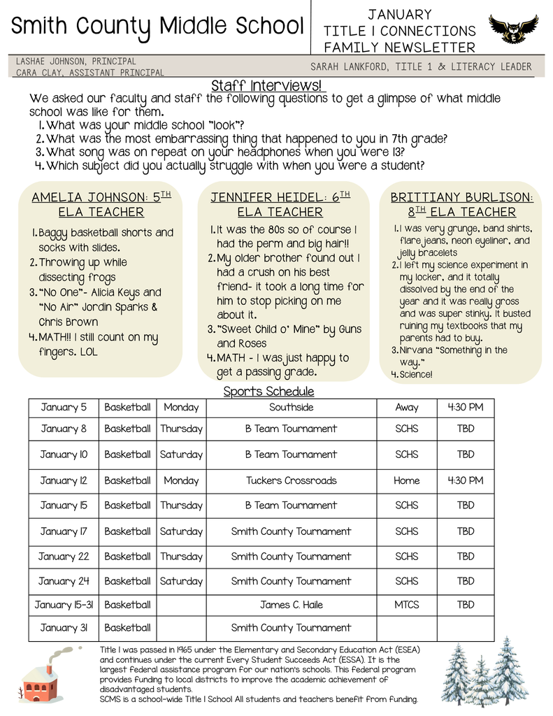 January Newsletter Back