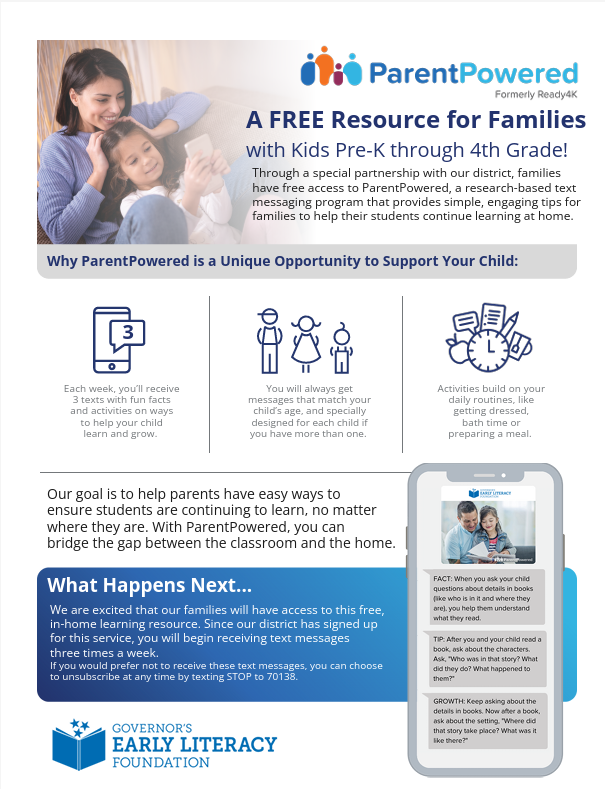 Governor's Early Literacy Foundation Program Flyer