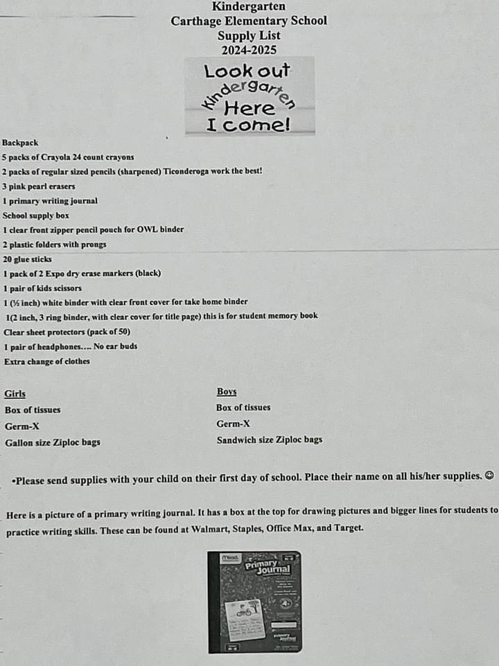 School Supply List 1