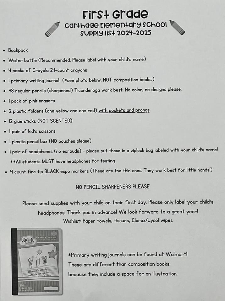 School Supply List 2